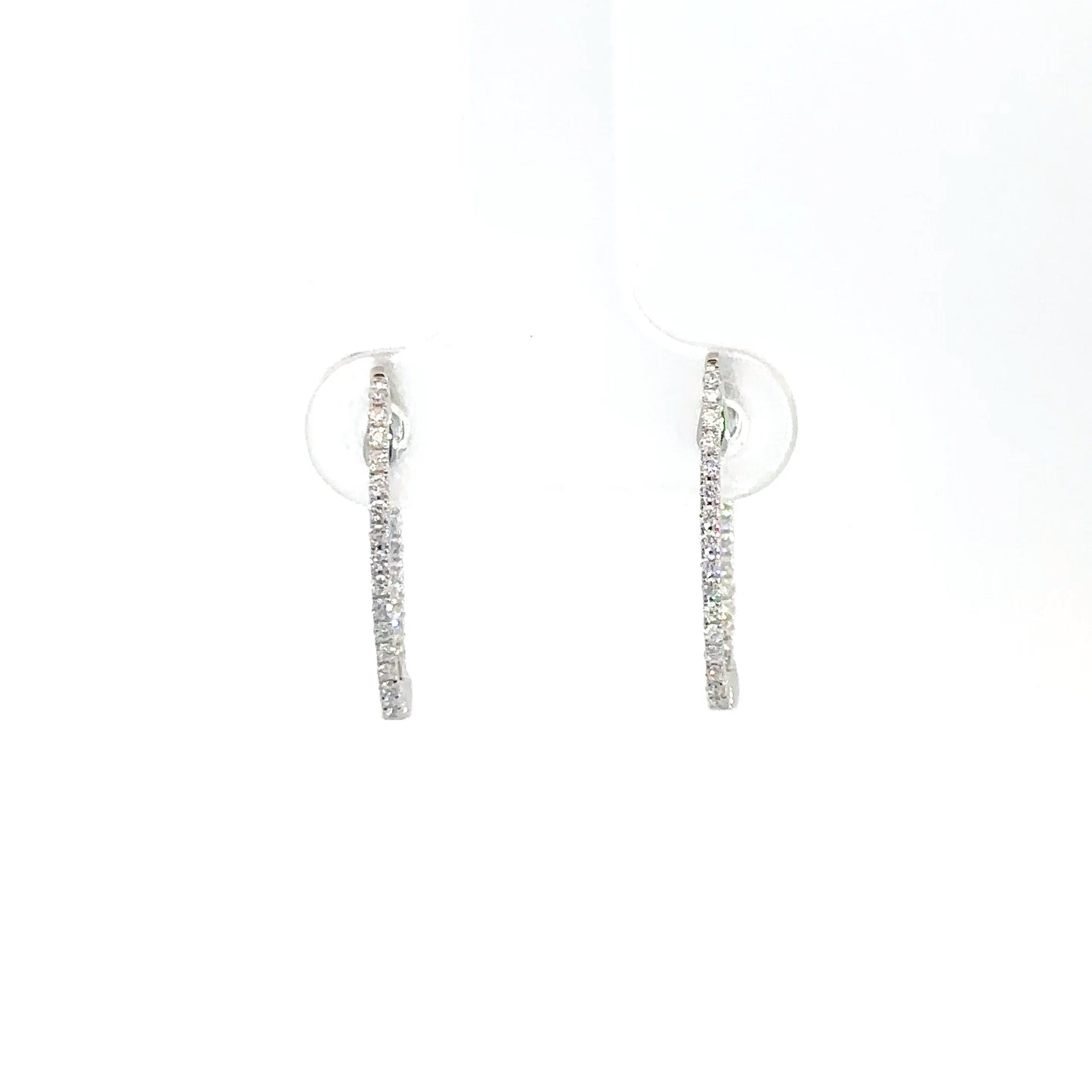 Lady's 14k White Gold Diamond In/Out Hoop Earrings 1/4cttw