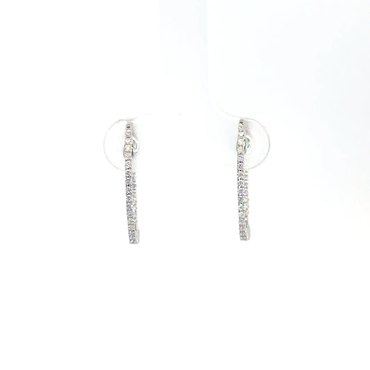 Lady's 14k White Gold Diamond In/Out Hoop Earrings 1/4cttw