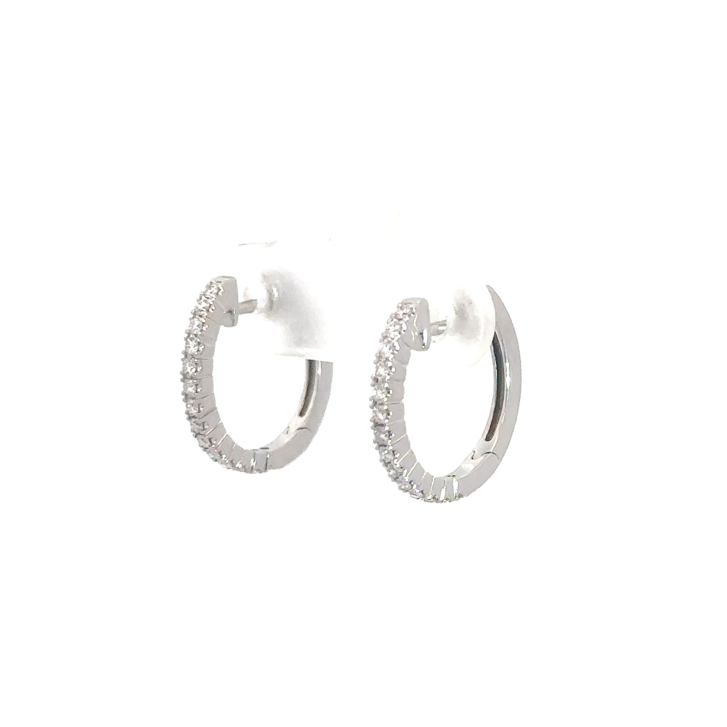 14k White Gold Diamond Hoops 1/4cttw
