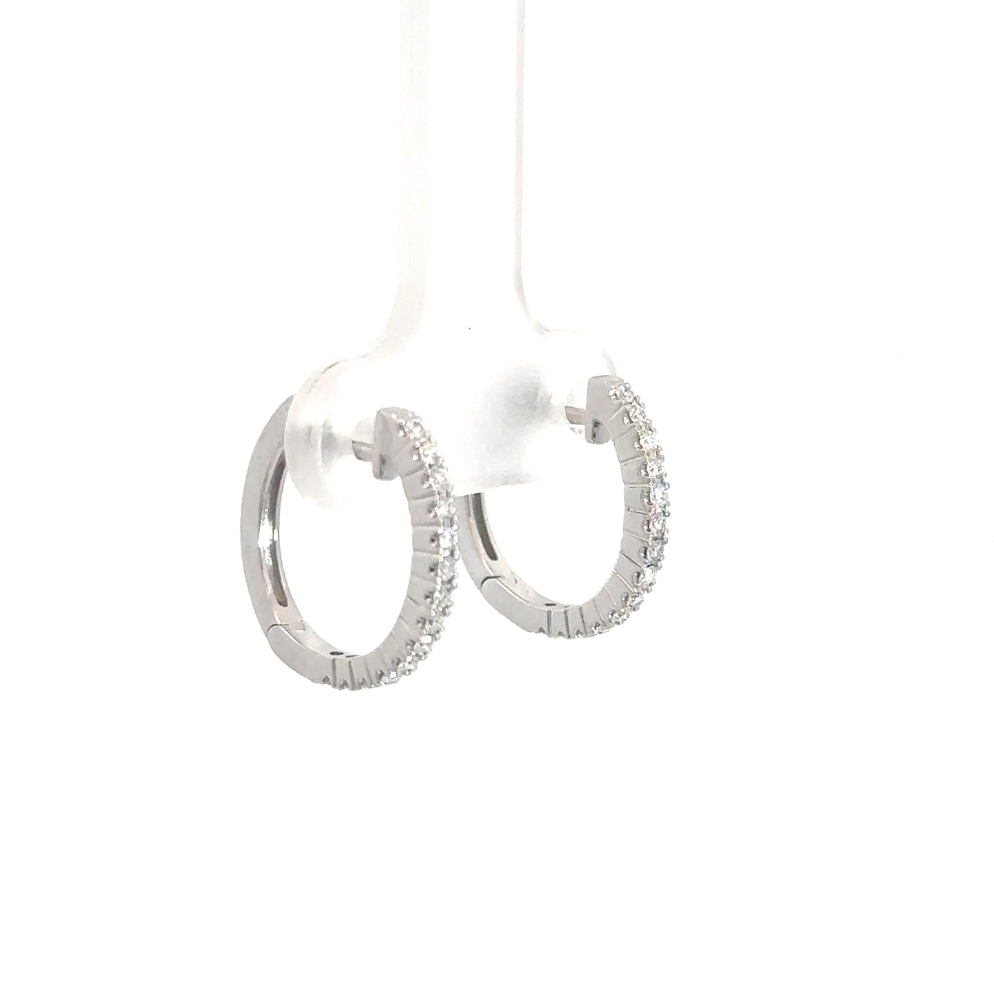 14k White Gold Diamond Hoops 1/4cttw