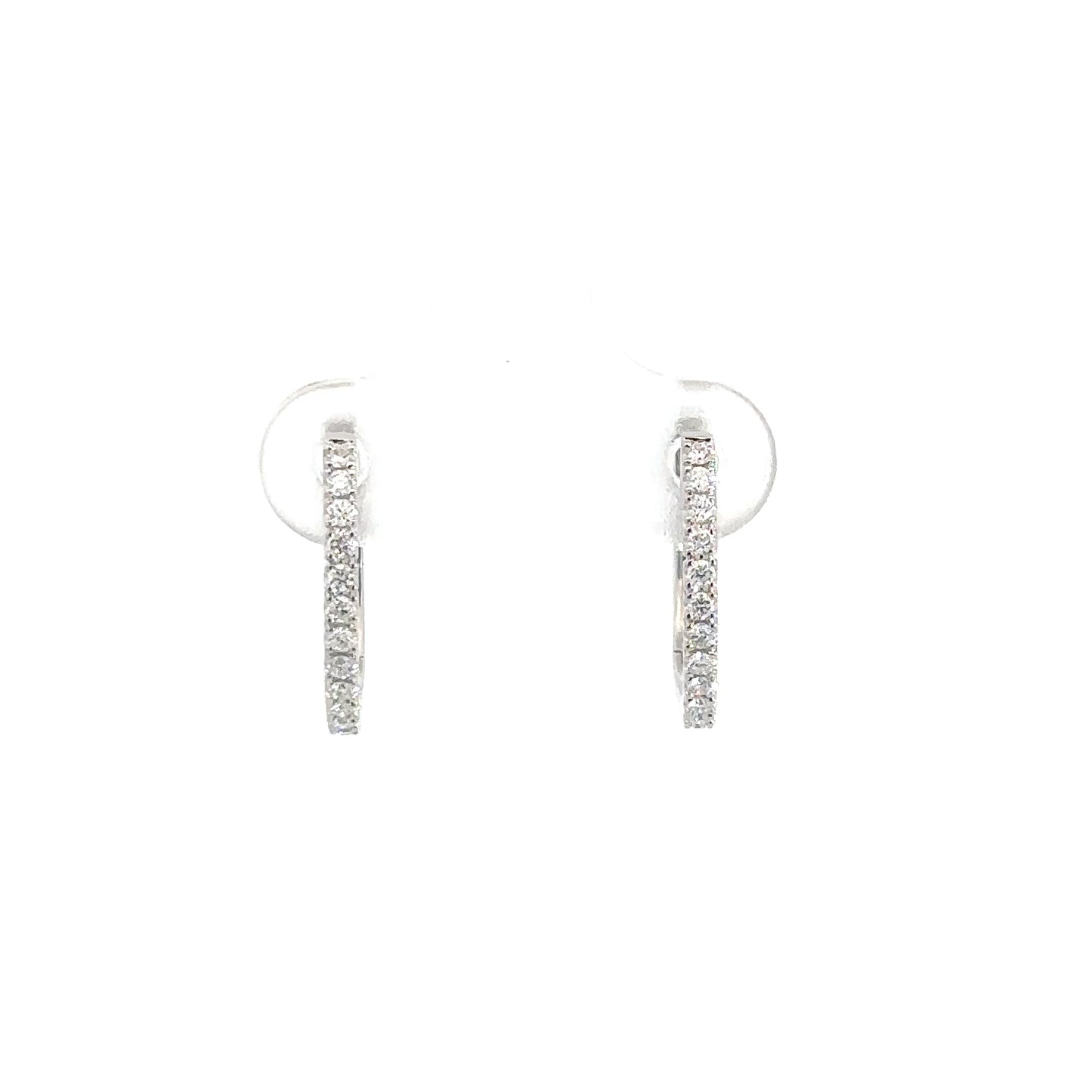 14k White Gold Diamond Hoops 1/4cttw