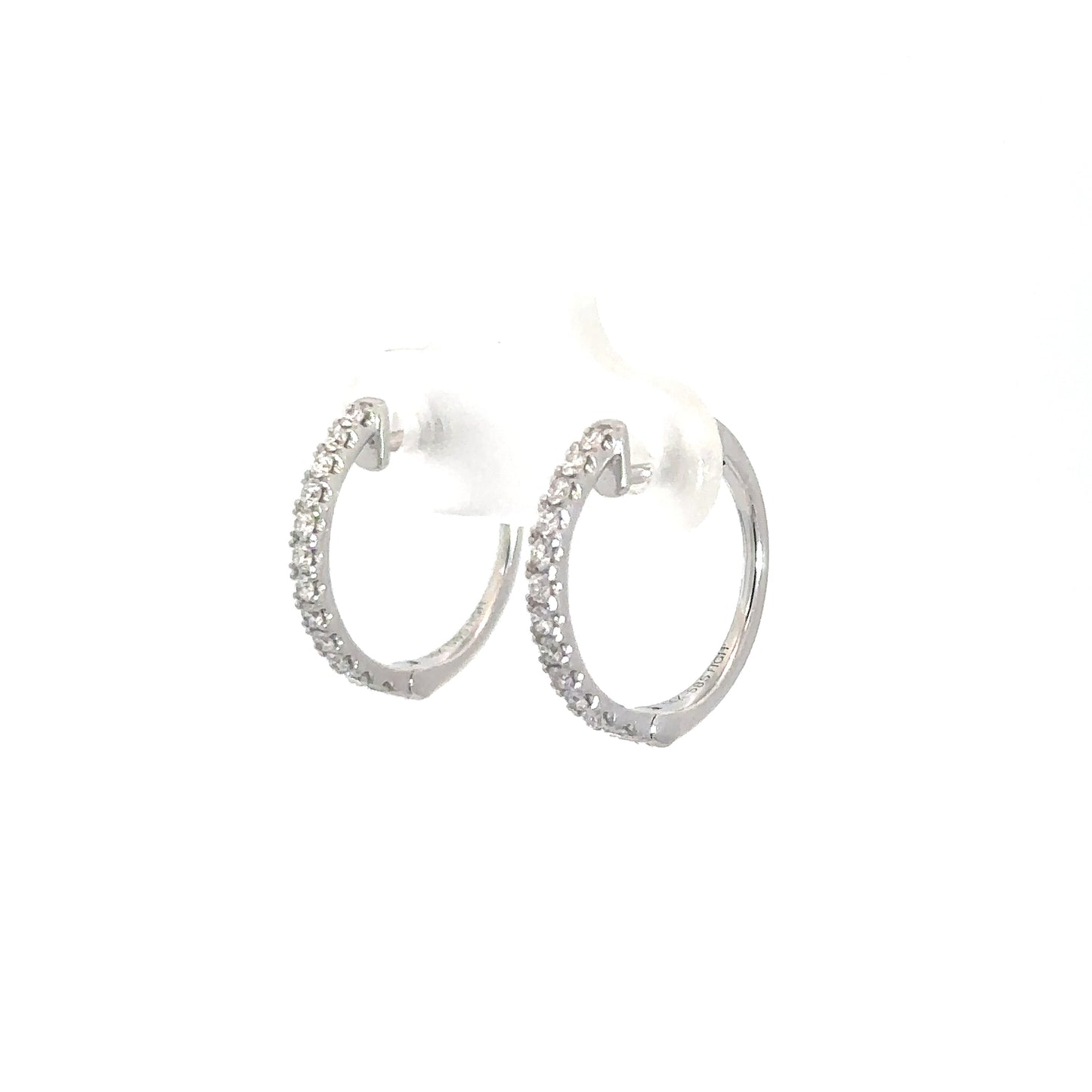 14k White Gold Diamond Hoops 1/4cttw