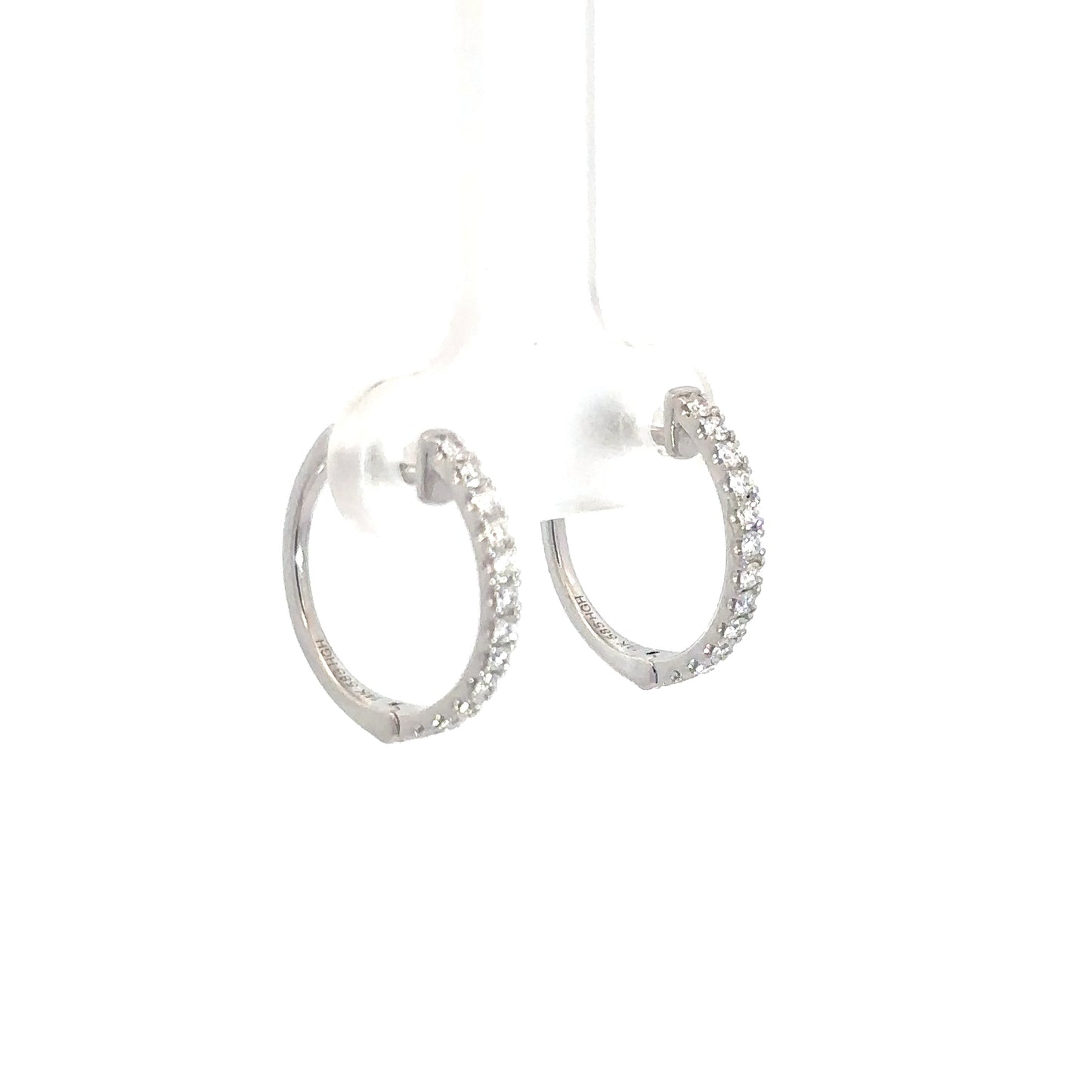 14k White Gold Diamond Hoops 1/4cttw