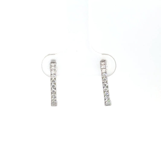 14k White Gold Diamond Hoops 1/4cttw