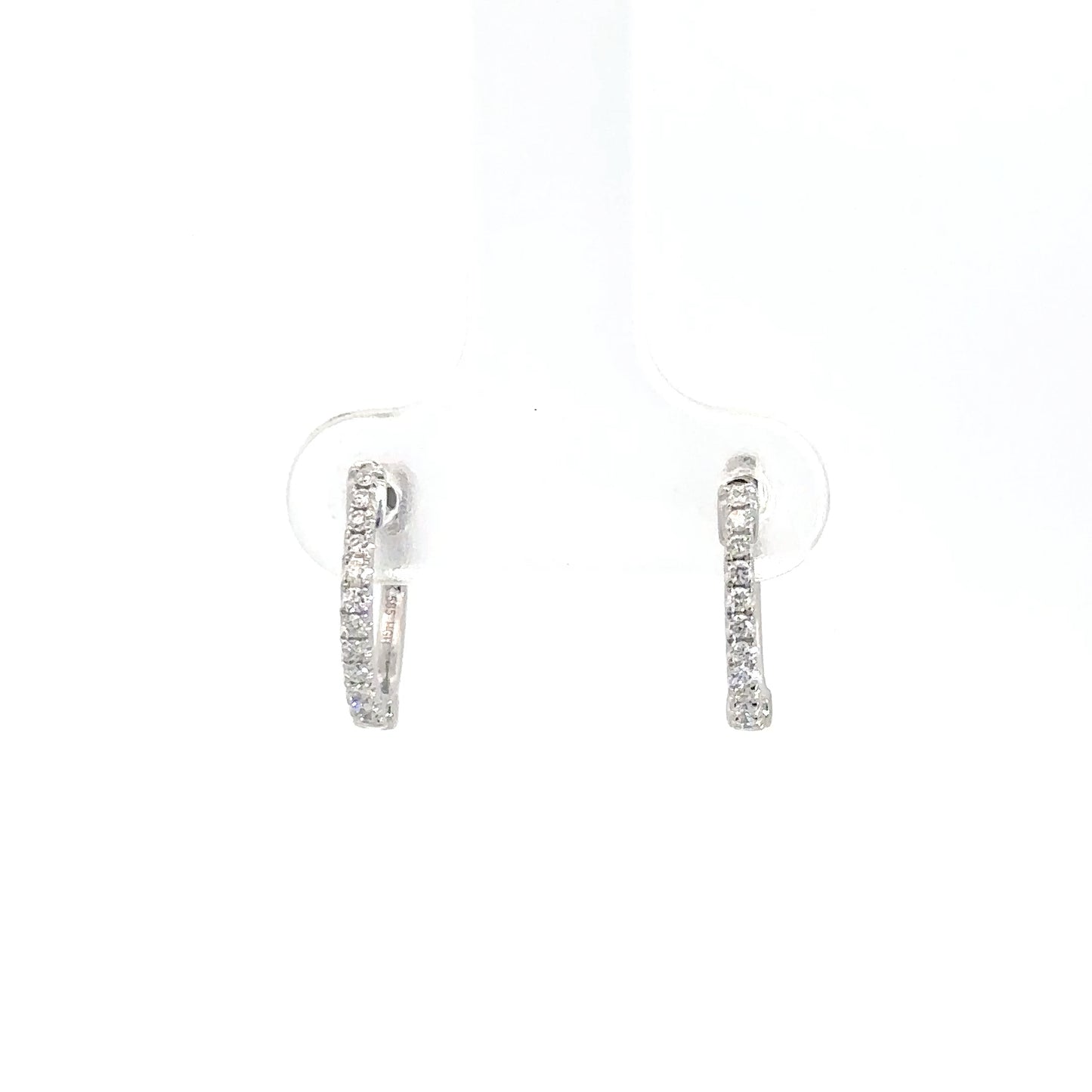 14k White Gold Diamond Huggies 1/8cttw