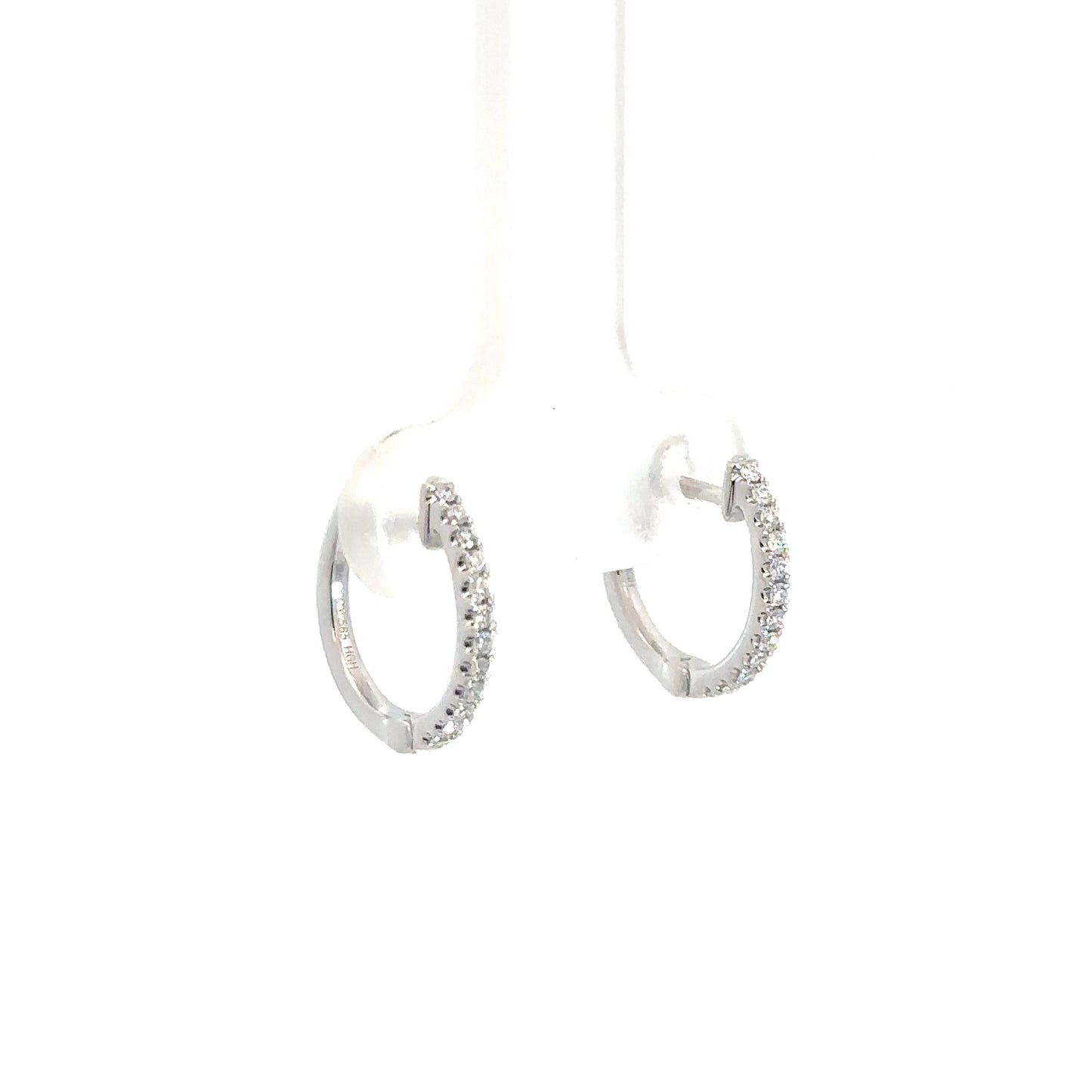 14k White Gold Diamond Huggies 1/8cttw