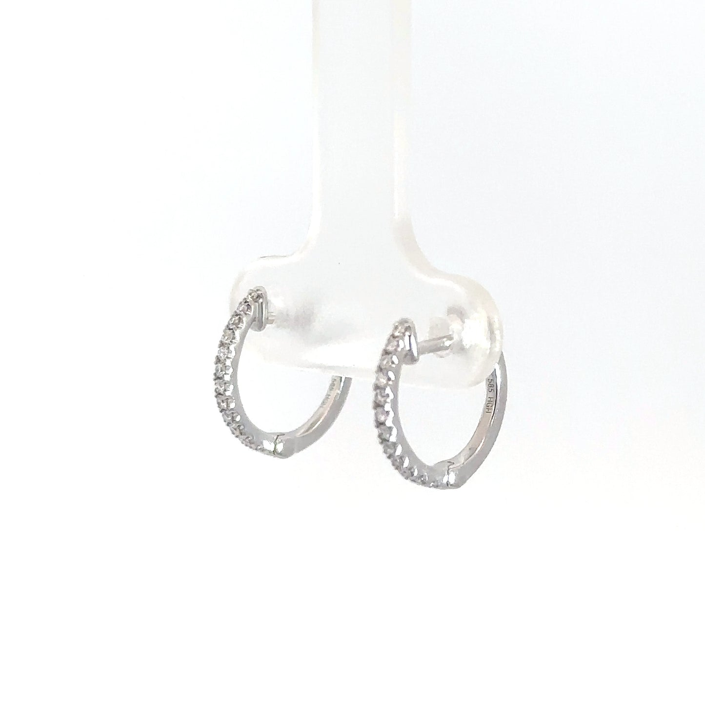 14k White Gold Diamond Huggies 1/8cttw