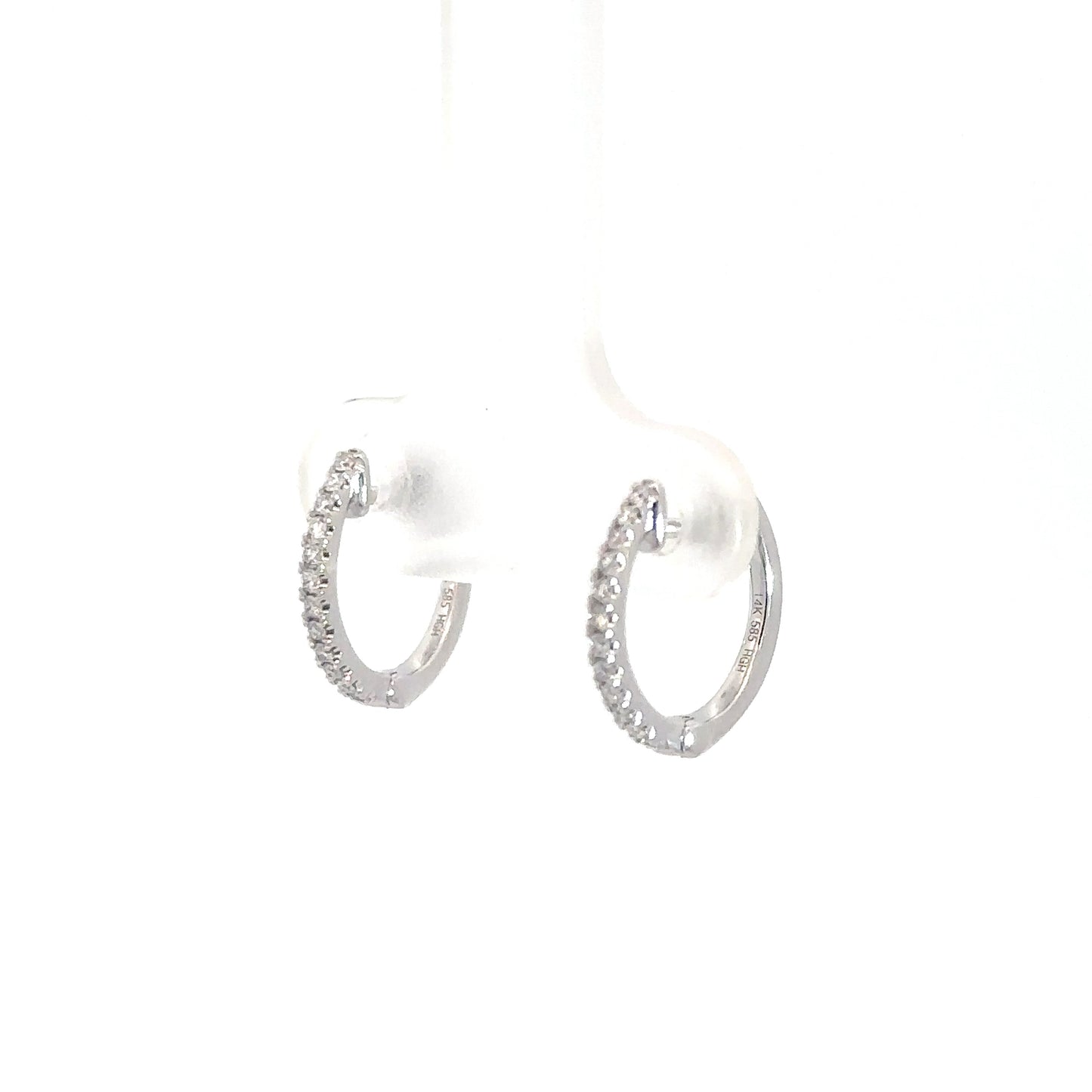 14k White Gold Diamond Huggies 1/8cttw