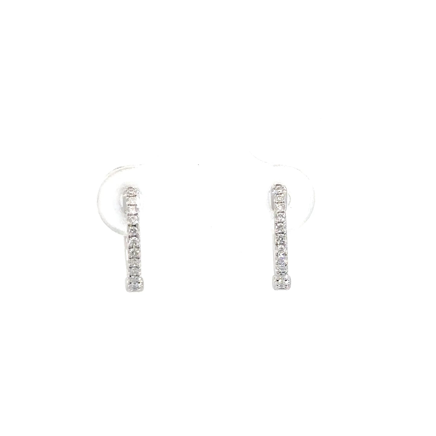 14k White Gold Diamond Huggies 1/8cttw