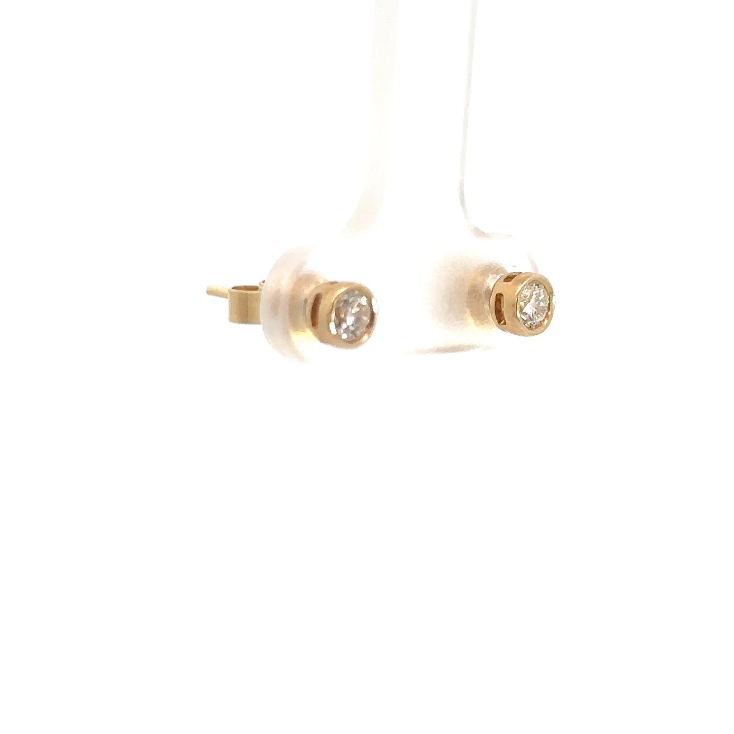 14k Yellow Gold Diamond Bezel Studs .37cttw