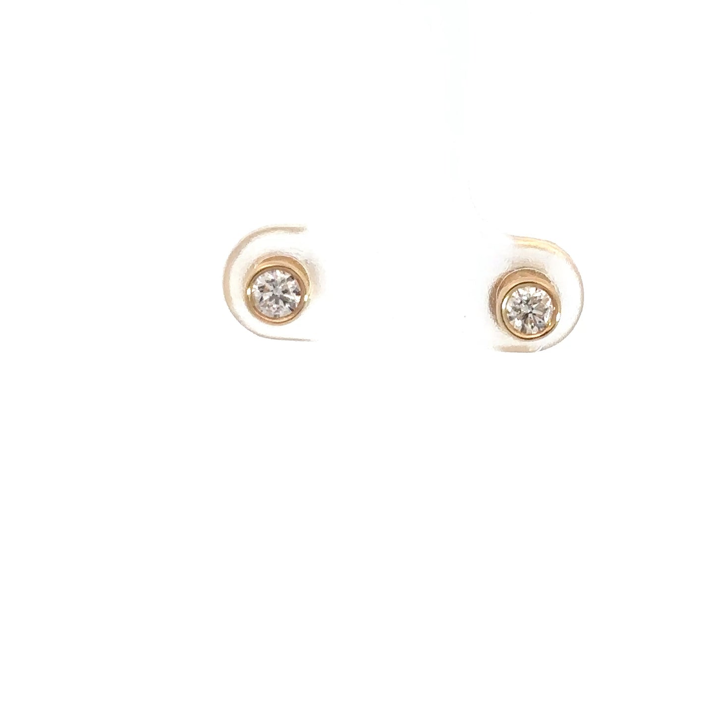 14k Yellow Gold Diamond Bezel Studs .37cttw
