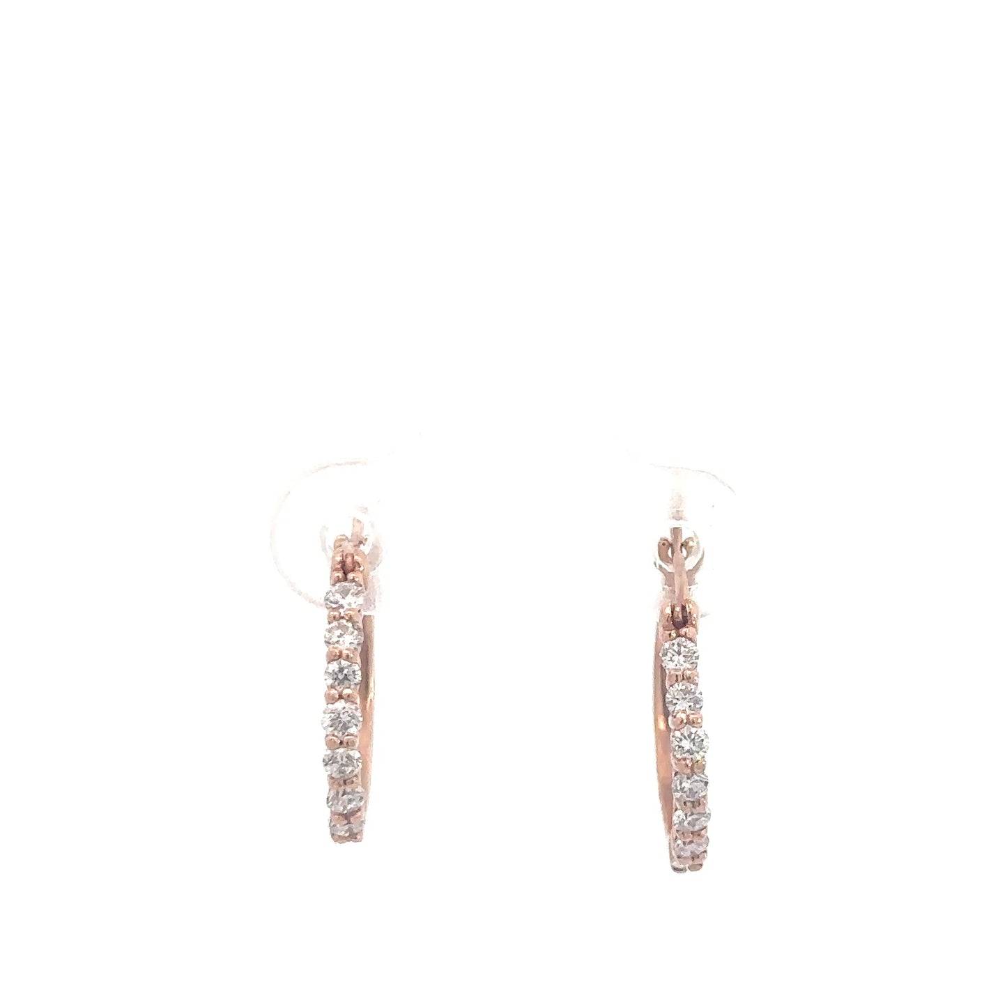 14k Rose Gold Diamond Hoops 1/4cttw
