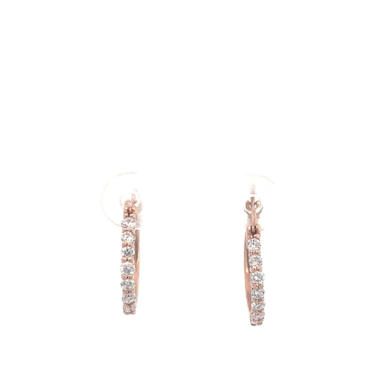 14k Rose Gold Diamond Hoops 1/4cttw