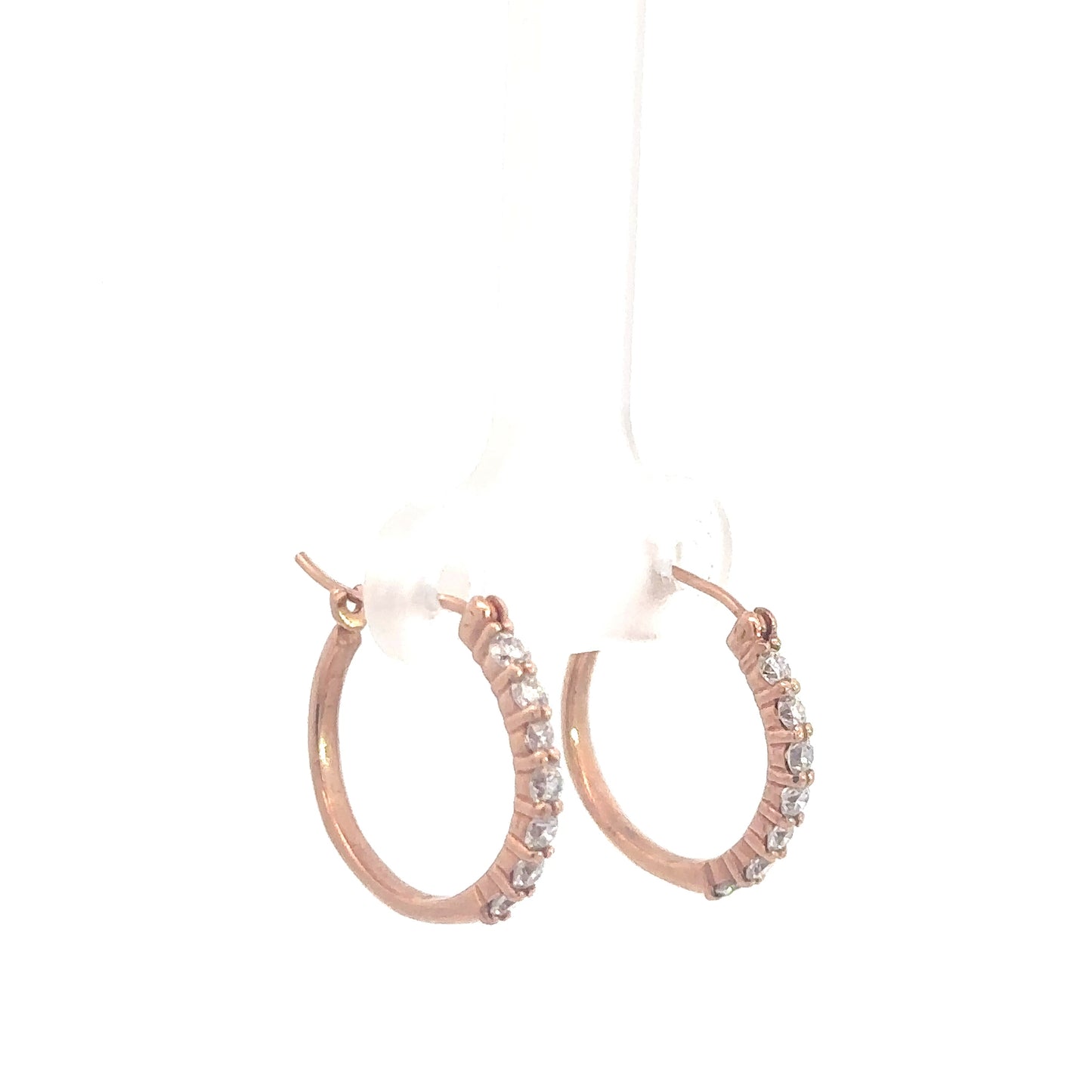 14k Rose Gold Diamond Hoops 1/4cttw