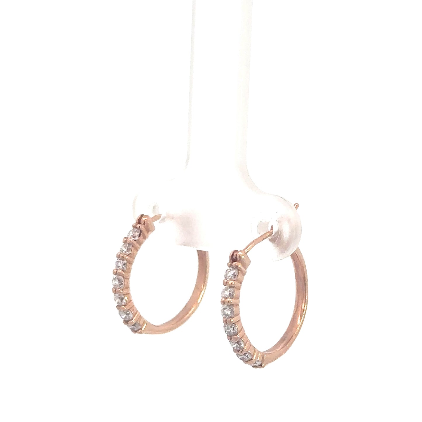 14k Rose Gold Diamond Hoops 1/4cttw