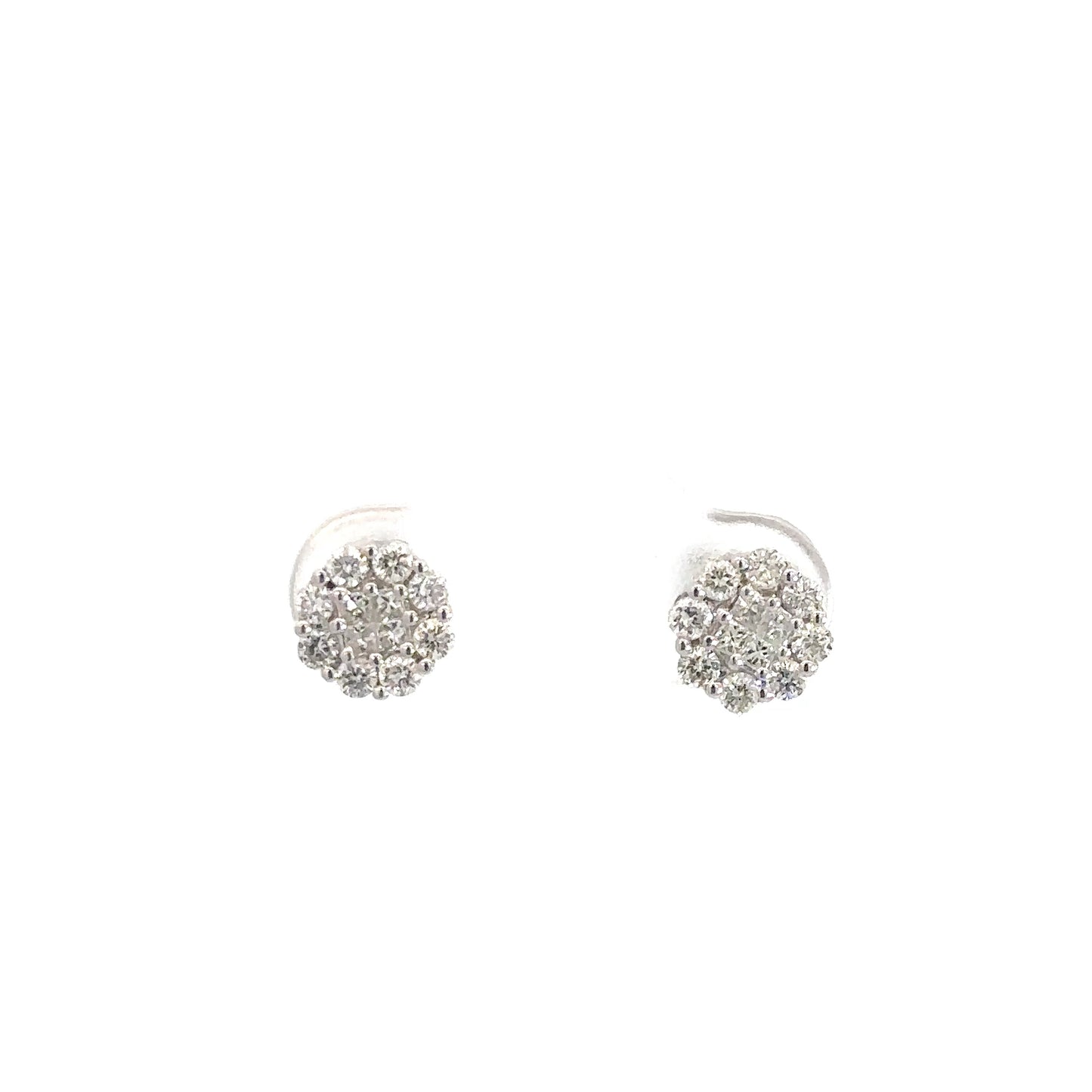 14k White Gold Diamond Cluster Earrings 5/8cttw