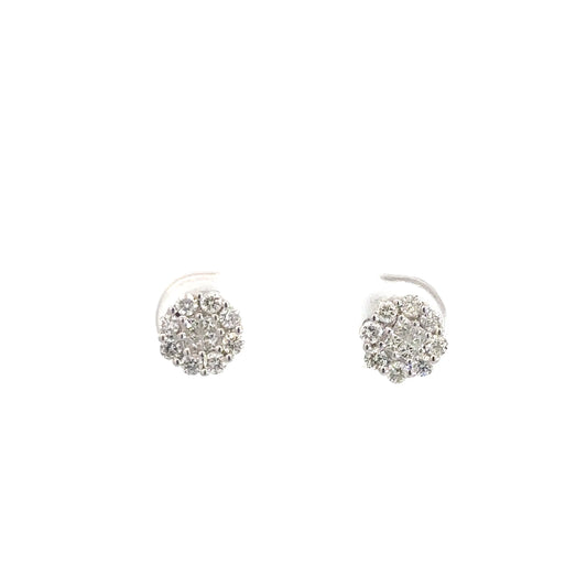14k White Gold Diamond Cluster Earrings 5/8cttw