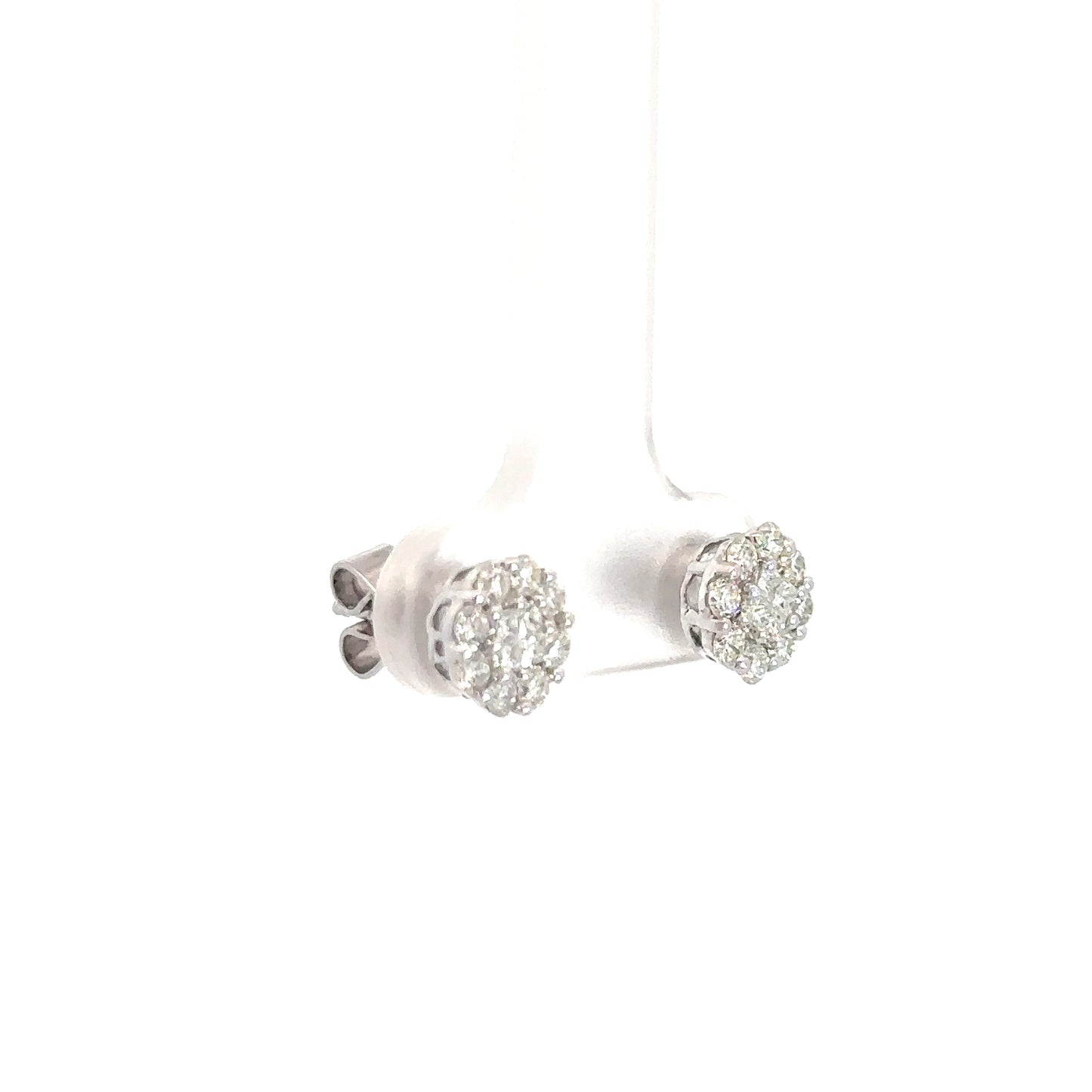 14k White Gold Diamond Cluster Earrings 5/8cttw