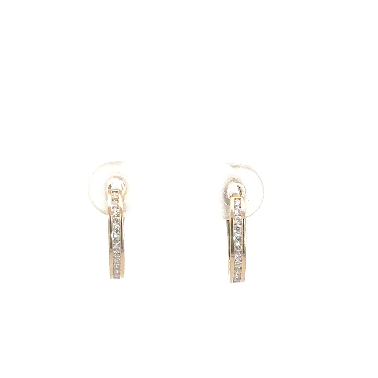 14k Yellow Gold Diamond Hoop Earrings 1/5cttw