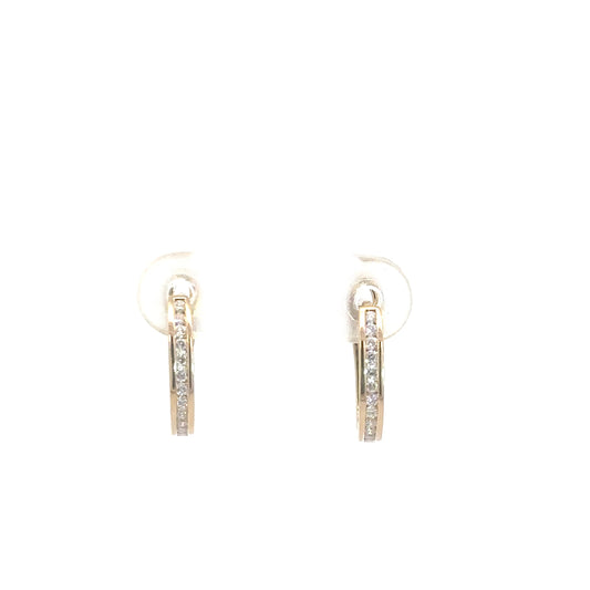 14k Yellow Gold Diamond Hoop Earrings 1/5cttw