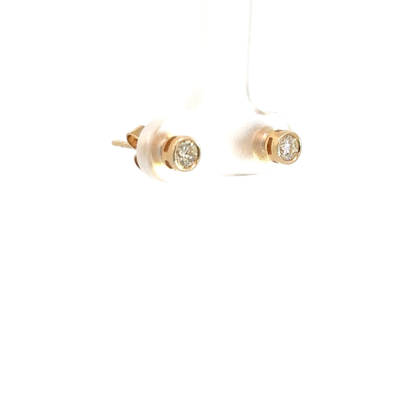14k Yellow Bezel Diamond Studs .37cttw