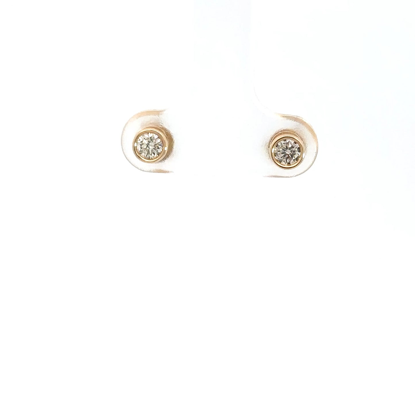 14k Yellow Bezel Diamond Studs .37cttw
