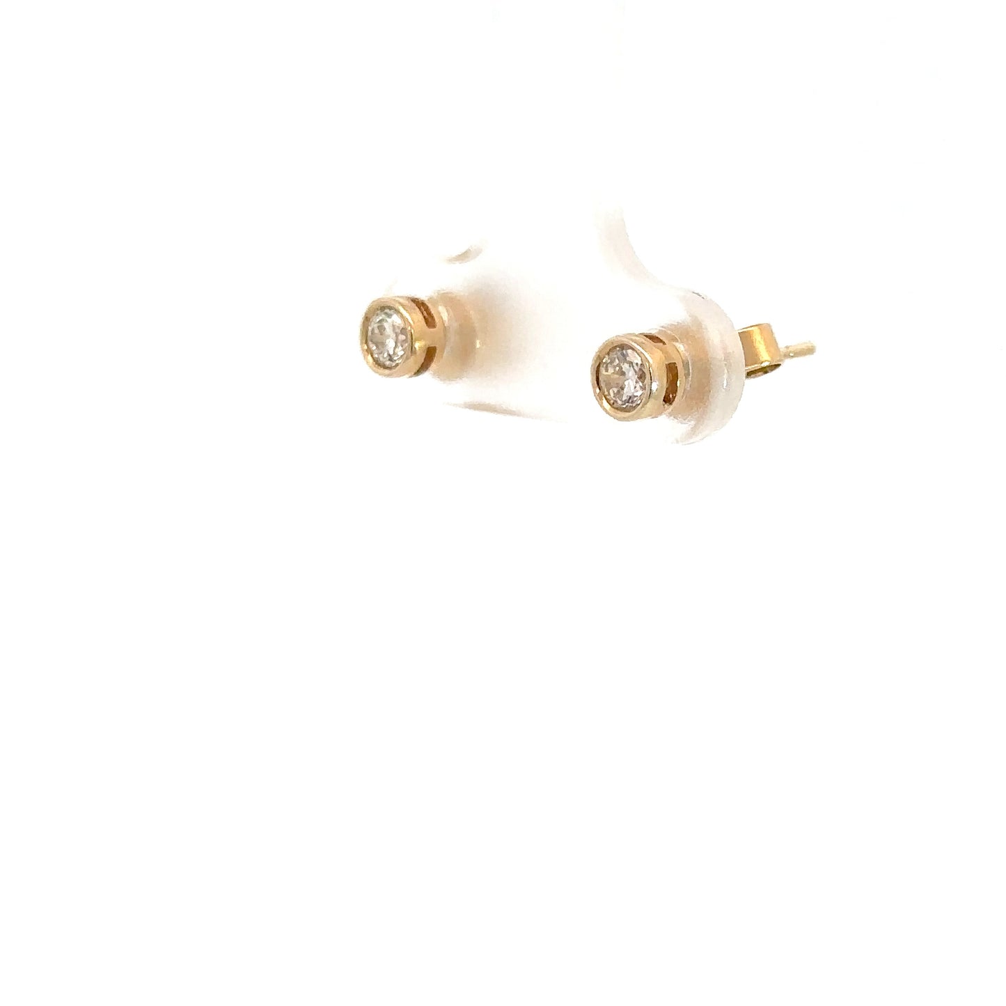 14k Yellow Bezel Diamond Studs .37cttw