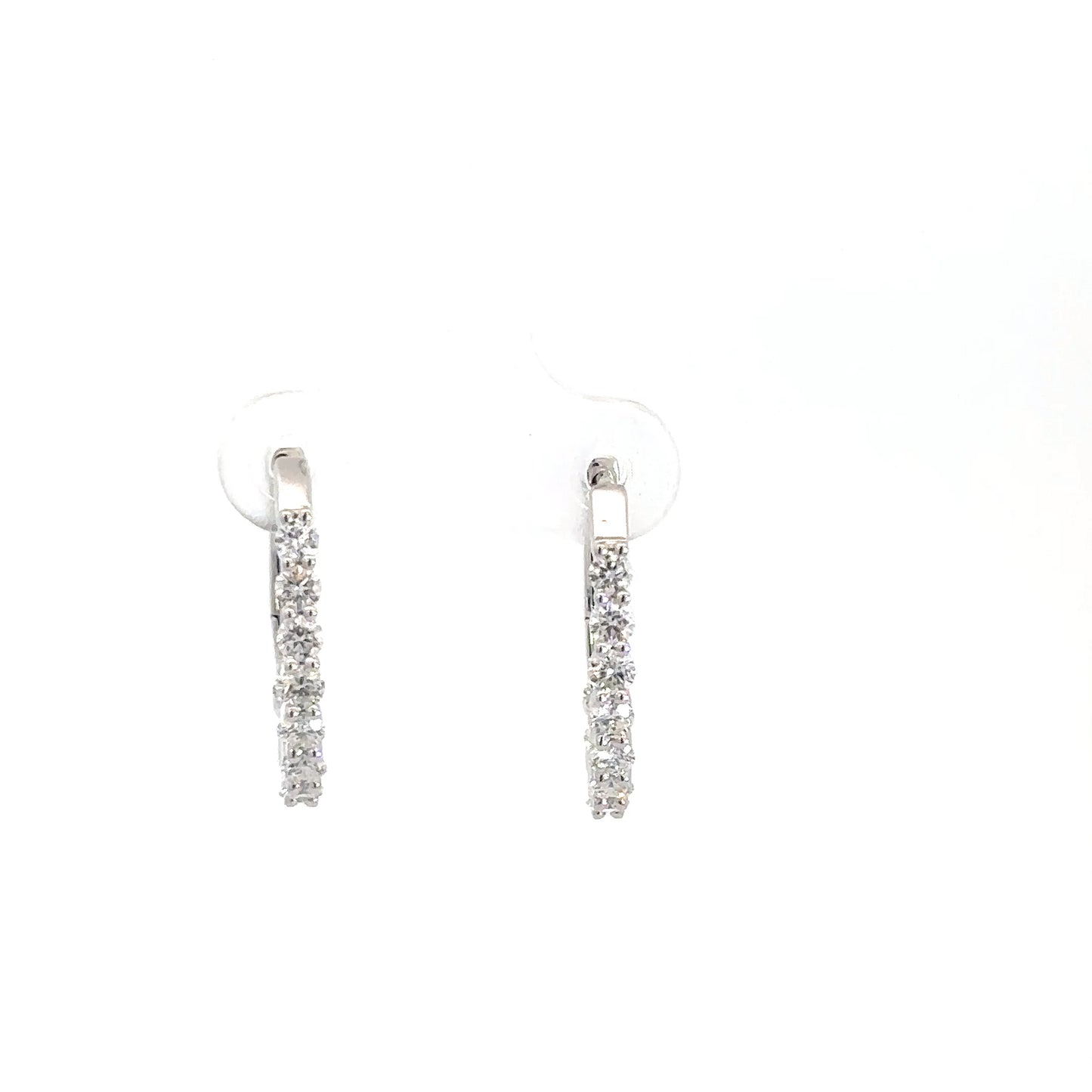 14k White Gold Diamond In/Out Hoops 1.04cttw