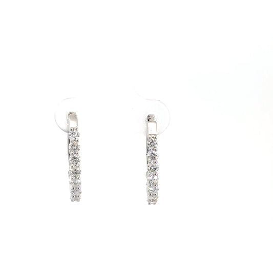 14k White Gold Diamond In/Out Hoops 1.04cttw