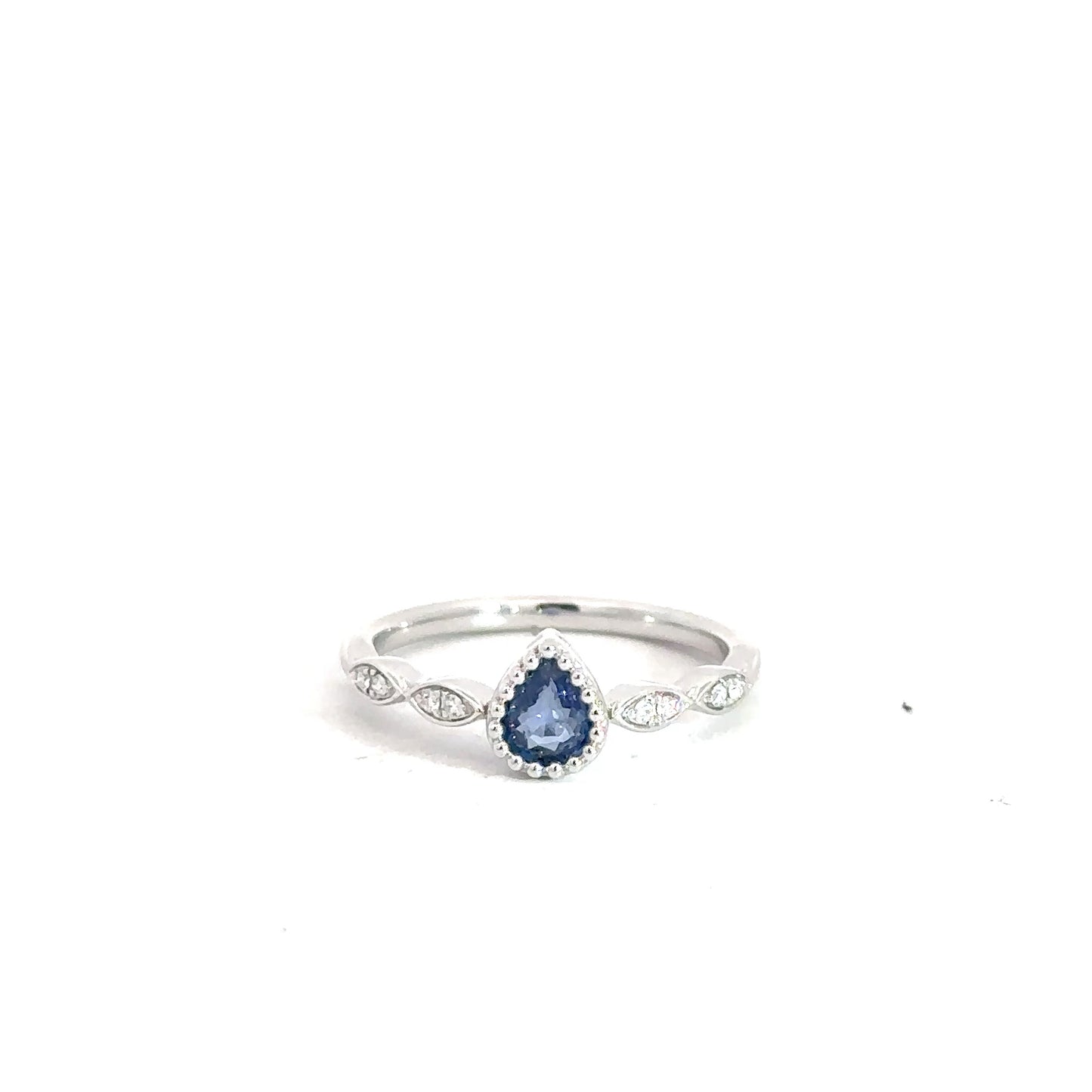 14k White Gold Sapphire & Diamond Ring