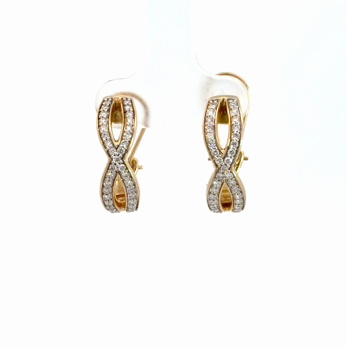 14k Yellow Gold Diamond Twist Hoops