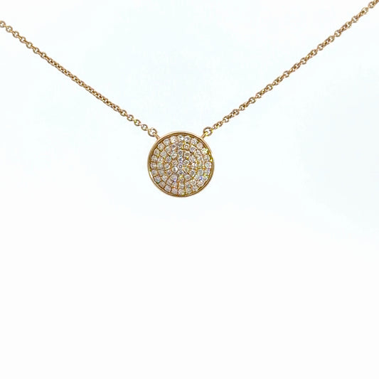 14k Yellow Gold Diamond Pave Pendant 1/3cttw