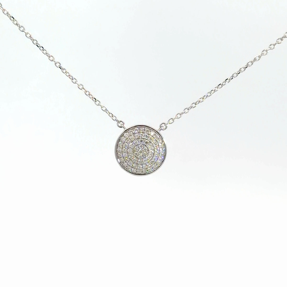 14k White Gold Diamond Circle Pendant 1/3cttw