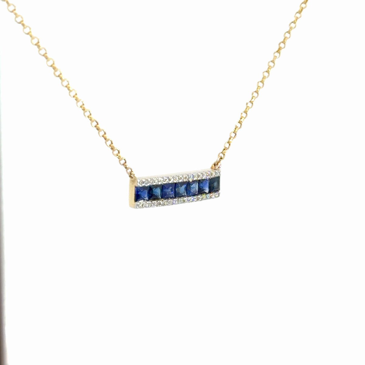 14k Yellow Gold Sapphire & Diamond Pendant