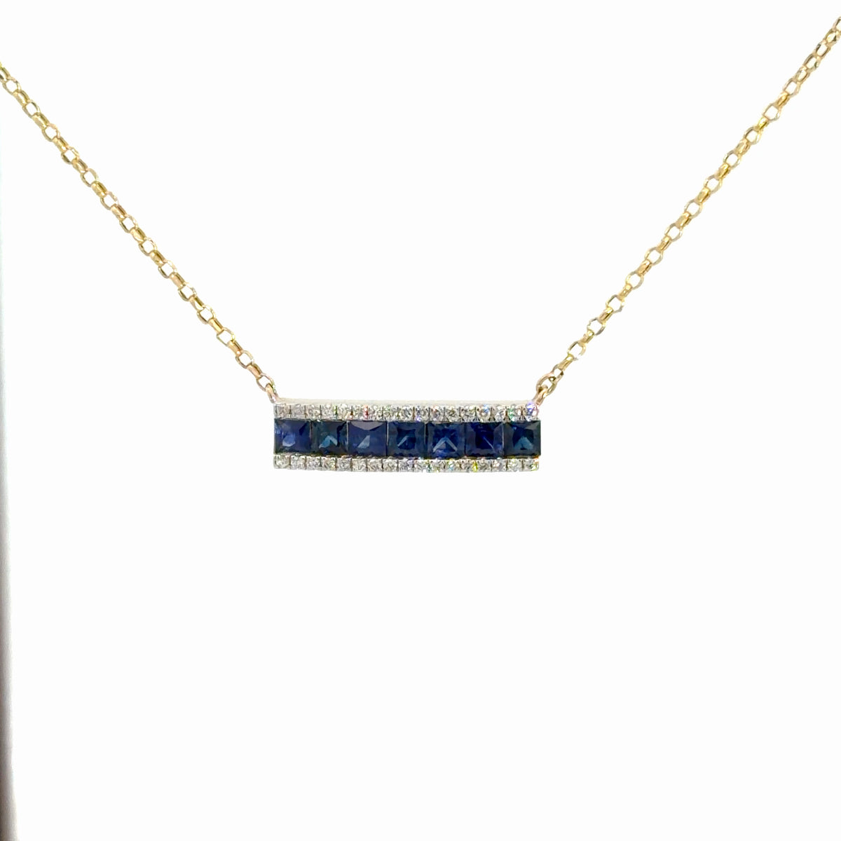 14k Yellow Gold Sapphire & Diamond Pendant