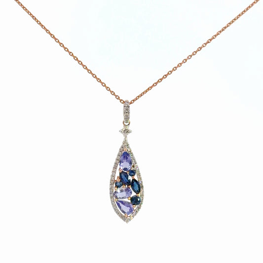 14k Rose Gold Tanzanite & Blue Sapphire Necklace