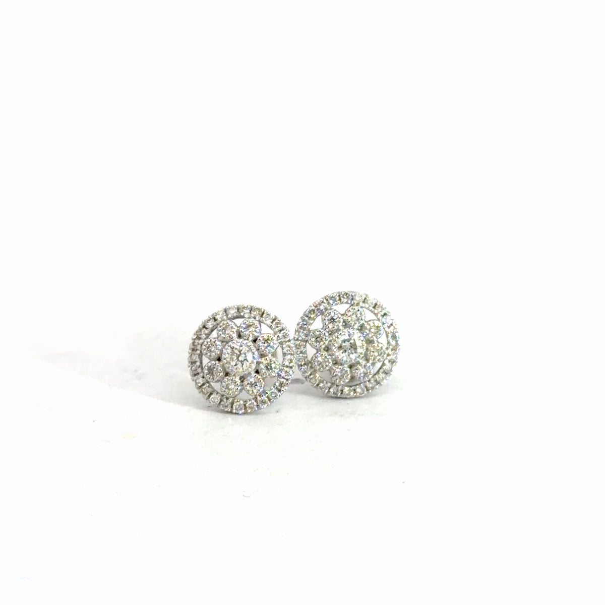 14k White Gold Diamond Cluster Earrings .50cttw