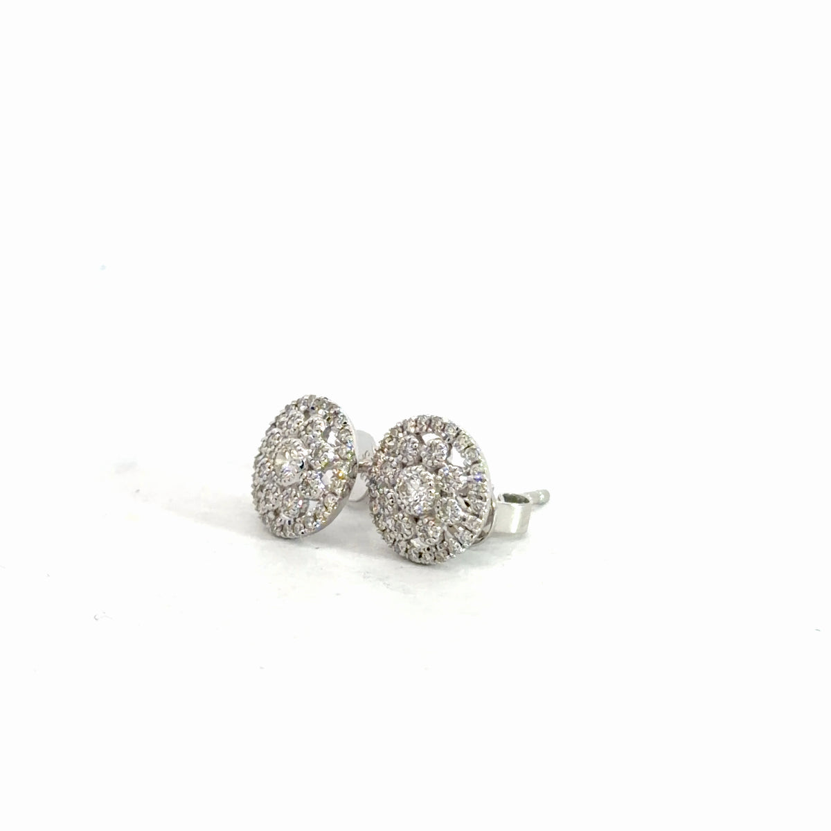 14k White Gold Diamond Cluster Earrings .50cttw