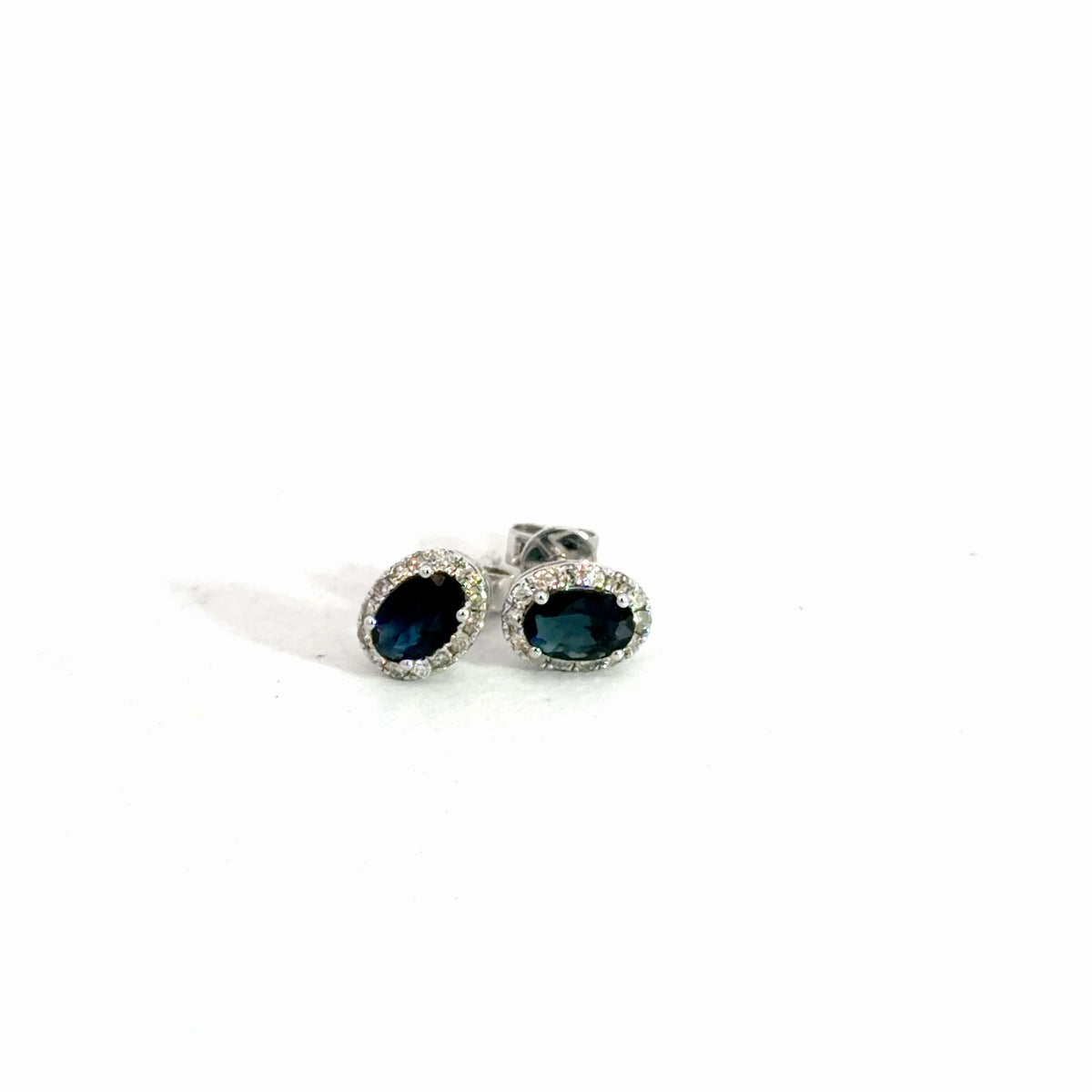 14k White Gold Sapphire & Diamond Earrings