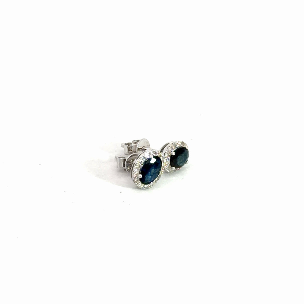 14k White Gold Sapphire & Diamond Earrings