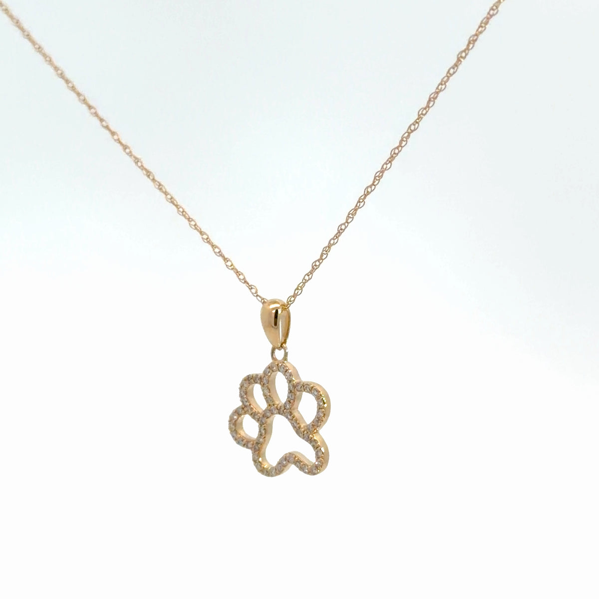 14k Yellow Gold Diamond Paw Print .16cttw