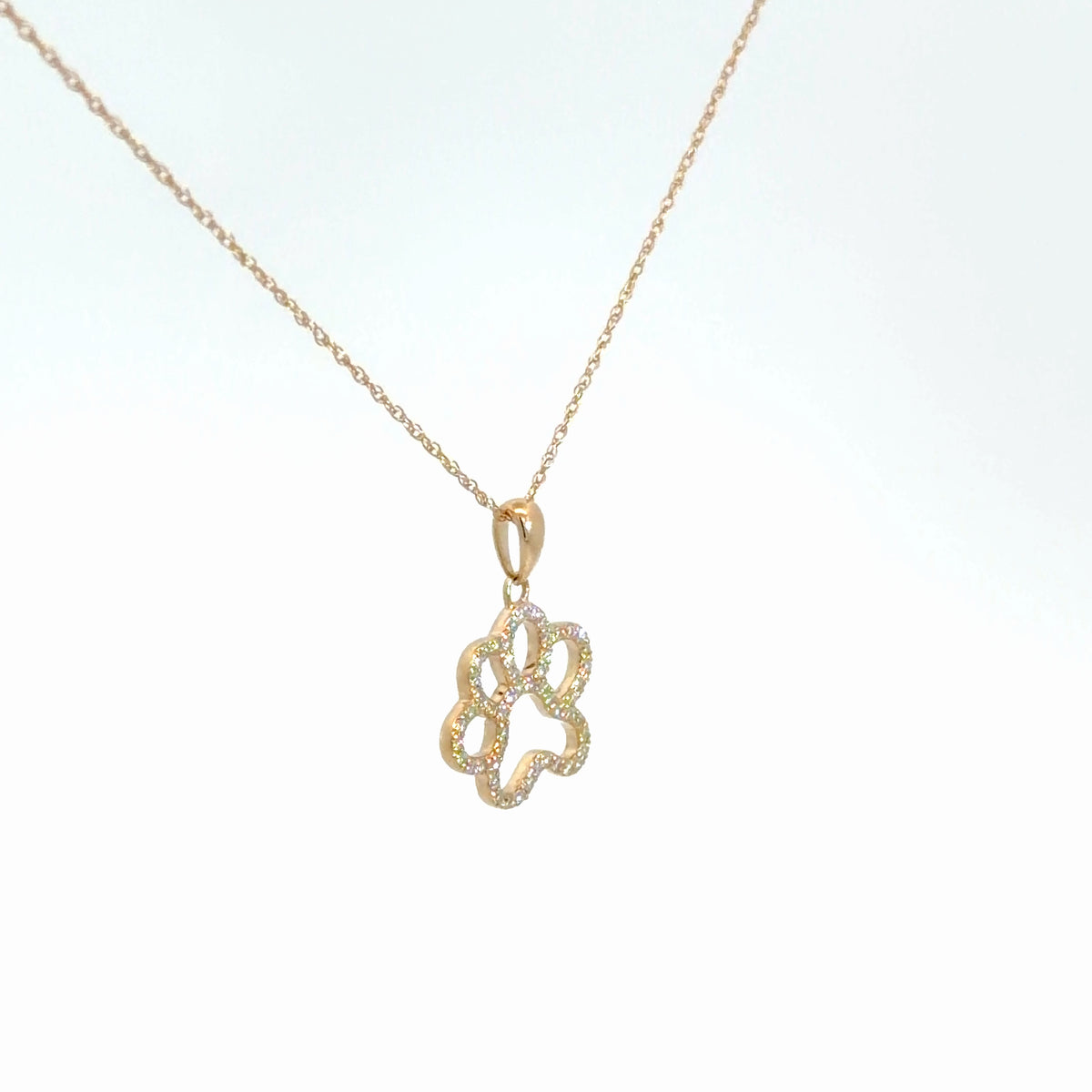 14k Yellow Gold Diamond Paw Print .16cttw