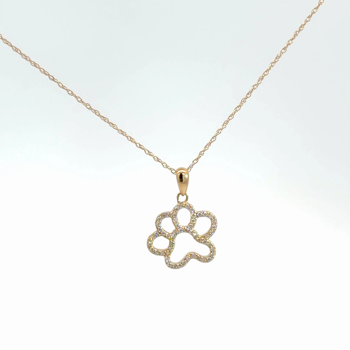 14k Yellow Gold Diamond Paw Print .16cttw
