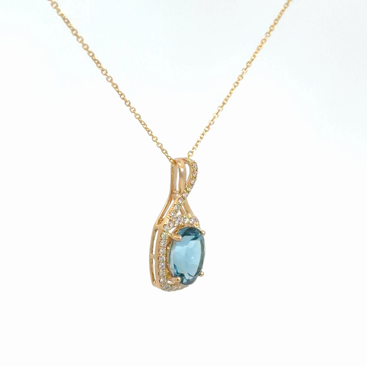 14k Yellow Gold Blue Topaz Pendant