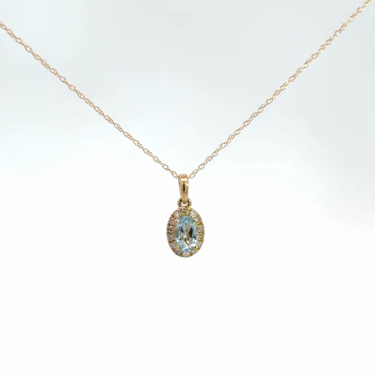 14k Yellow Gold Aquamarine & Diamond pendant