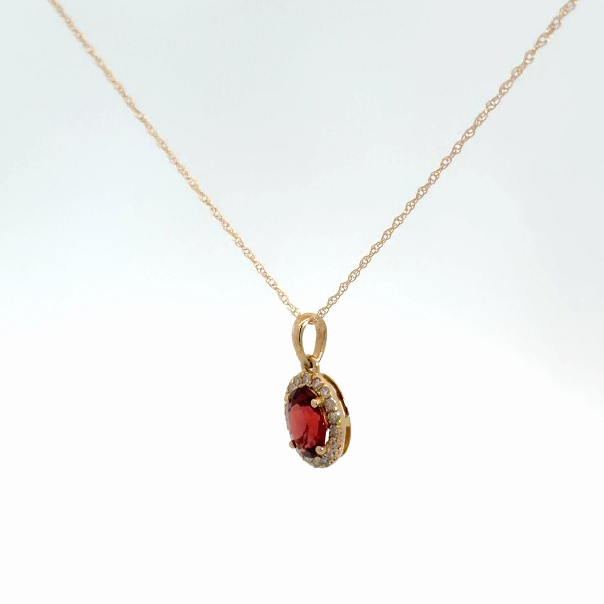 14k Yellow Gold Garnet & Diamond Pendant