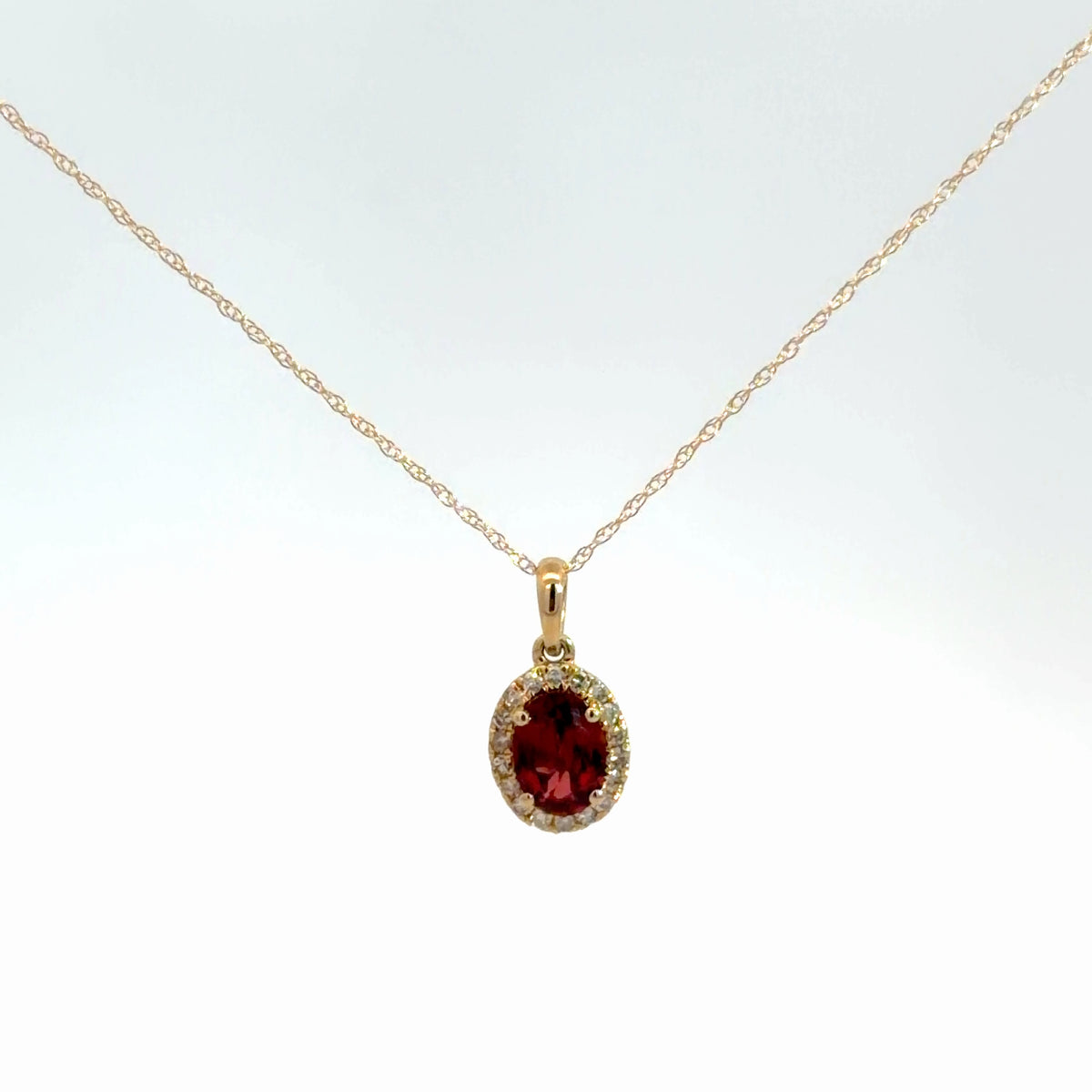 14k Yellow Gold Garnet & Diamond Pendant