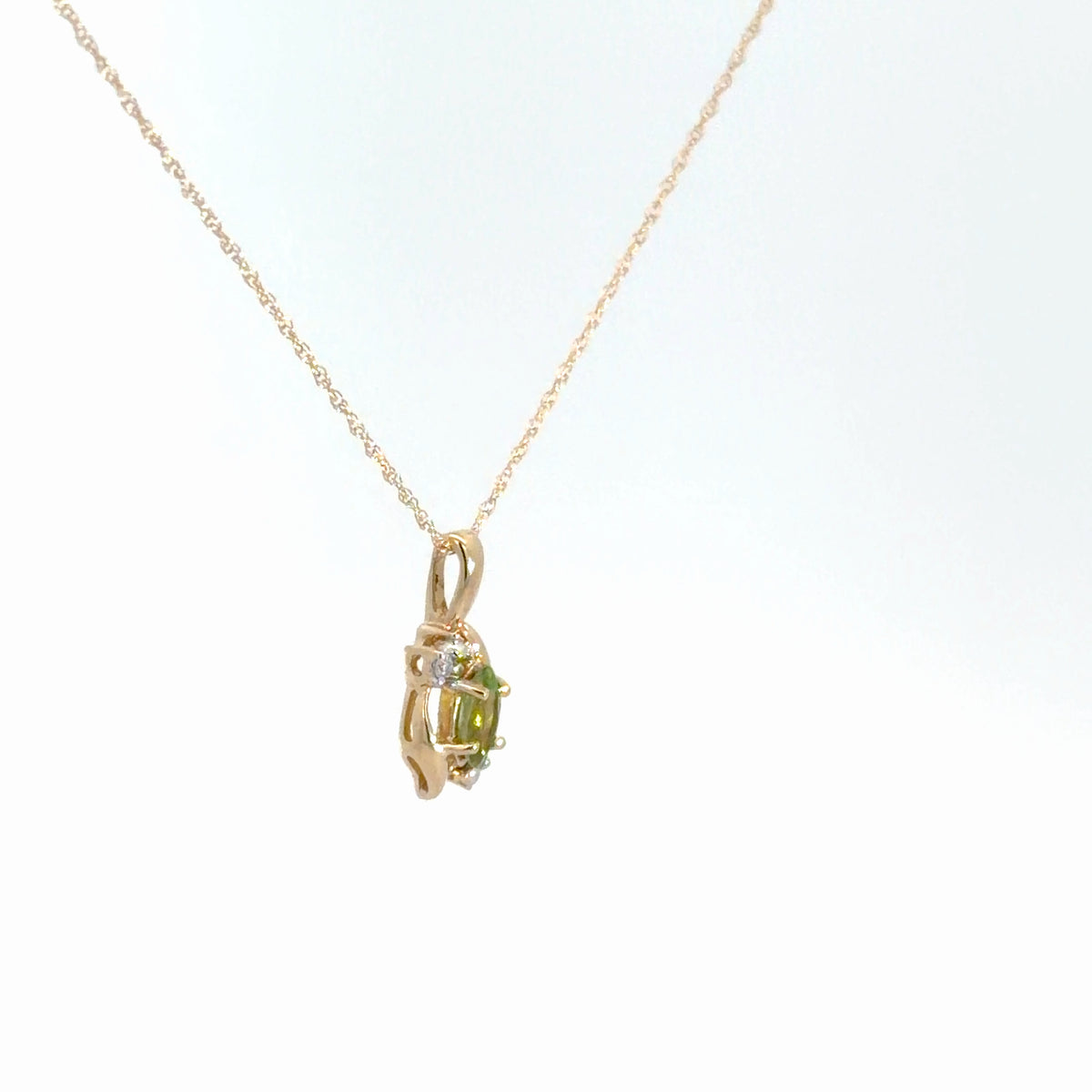 14k Yellow Gold Peridot & Diamond Pendant