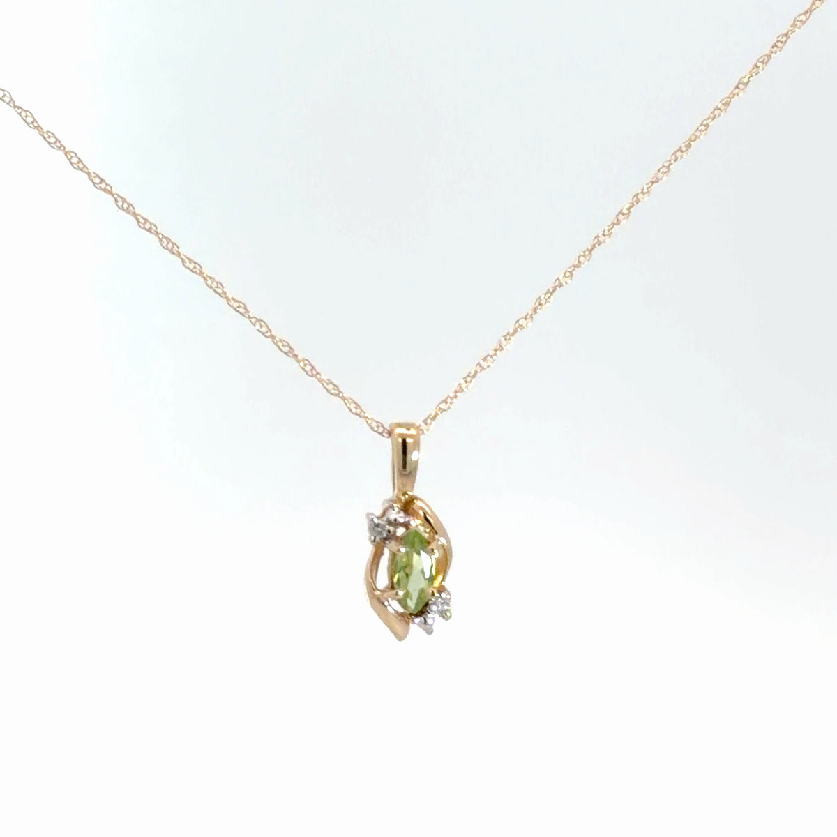 14k Yellow Gold Peridot & Diamond Pendant