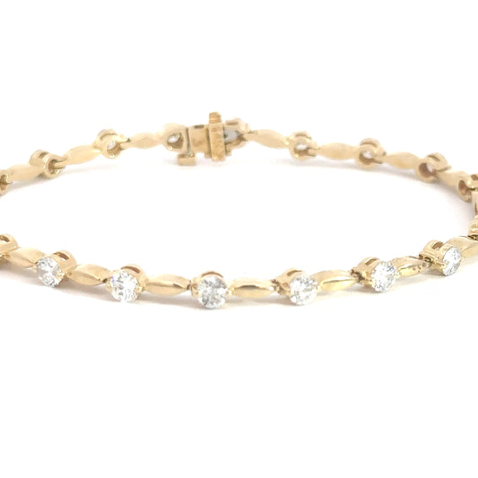 14k Yellow Gold Diamond Bracelet 2.29cttw